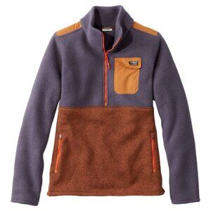LL Bean hybrid Sherpa fleece pullover 1x periwinkle/mahogany